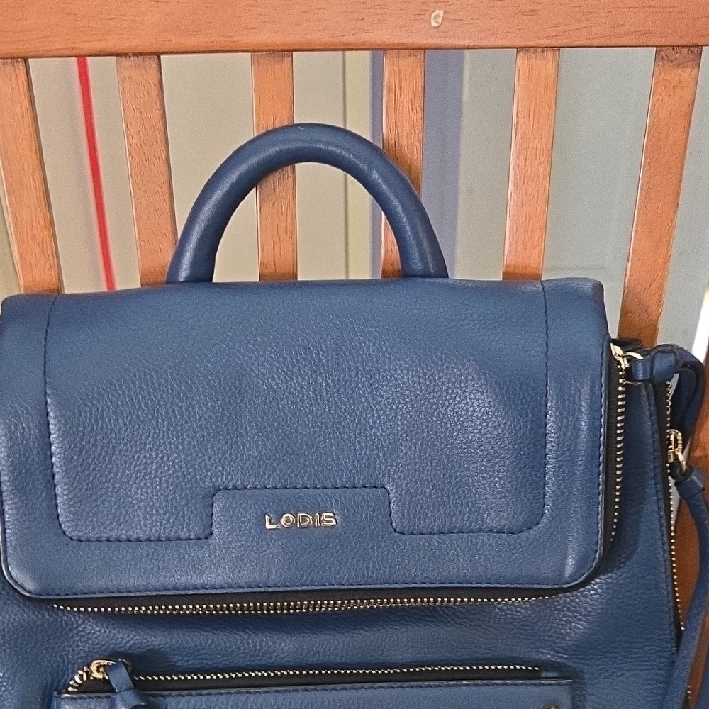 Lodis Blue Satchel with Structured Design and Top Handles
